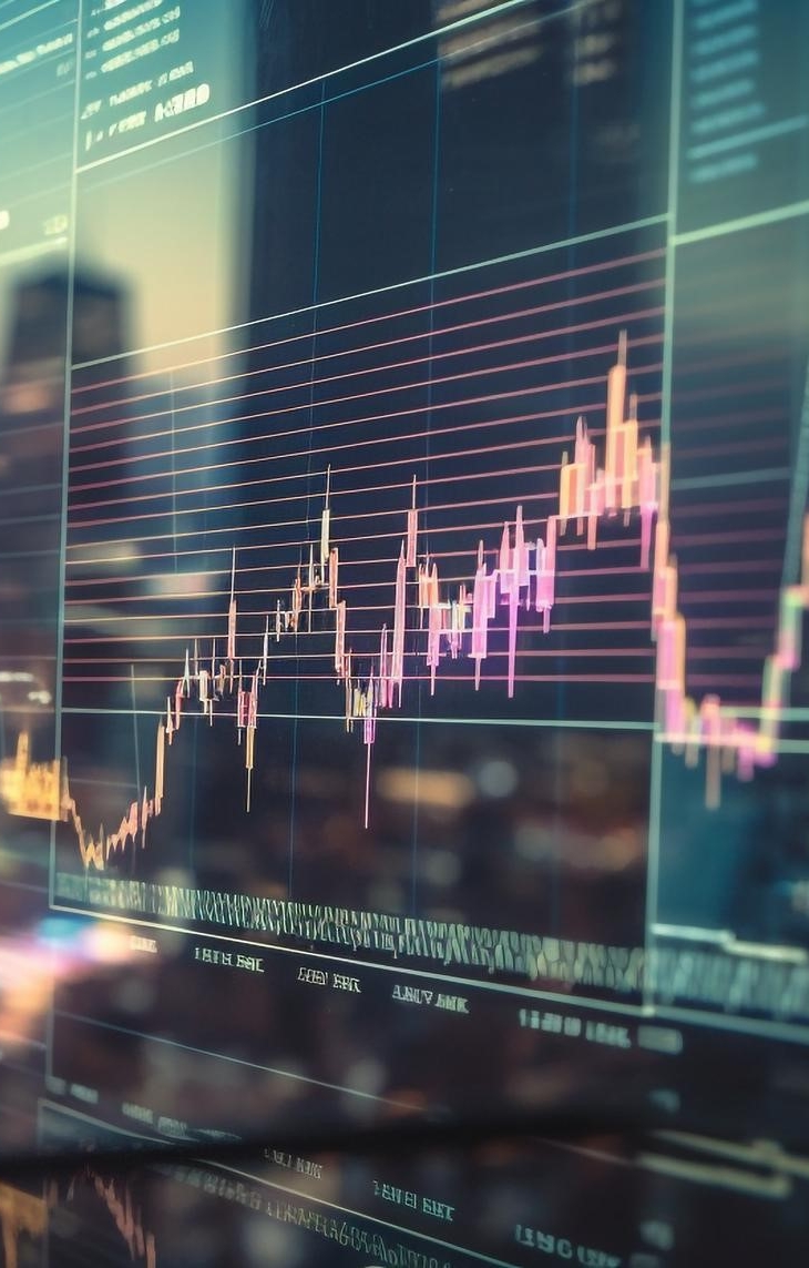Double exposure of abstract creative financial chart hologram and world map on modern business center exterior background, research and strategy concept