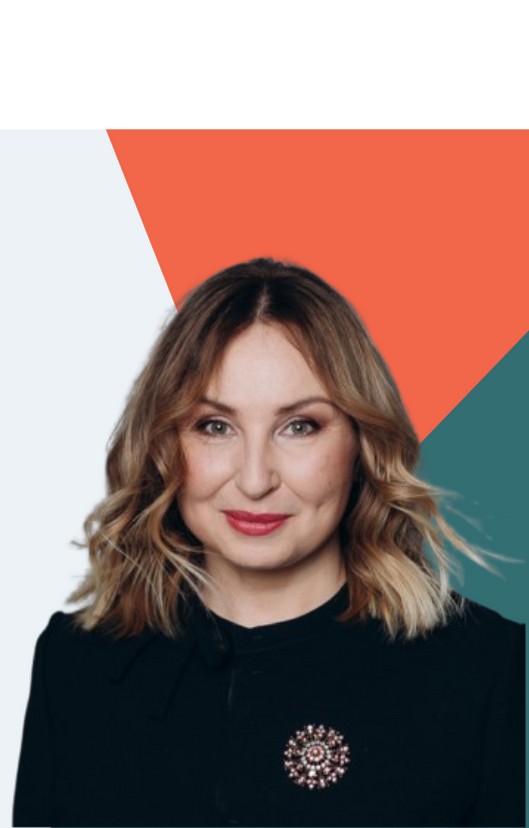 Banner advertising the 3 questions 2 with a picture of Malgorzata Rusewicz