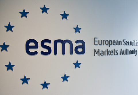 ESMA's LOGO in Blue on a white wall