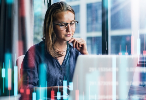 Lady looking at a laptop screen