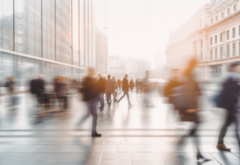 people walking in a business pedestrian precinct