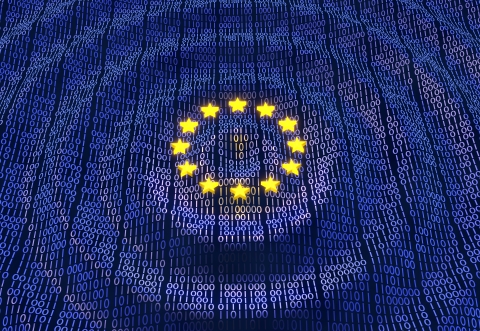 Stars of the EU flag against a textile background